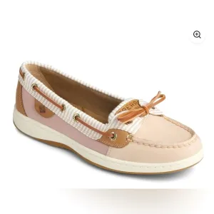 NWOT Sperry Angelfish Boat Shoe Seersucker Topsider Rose Pink Slip-On Shoes