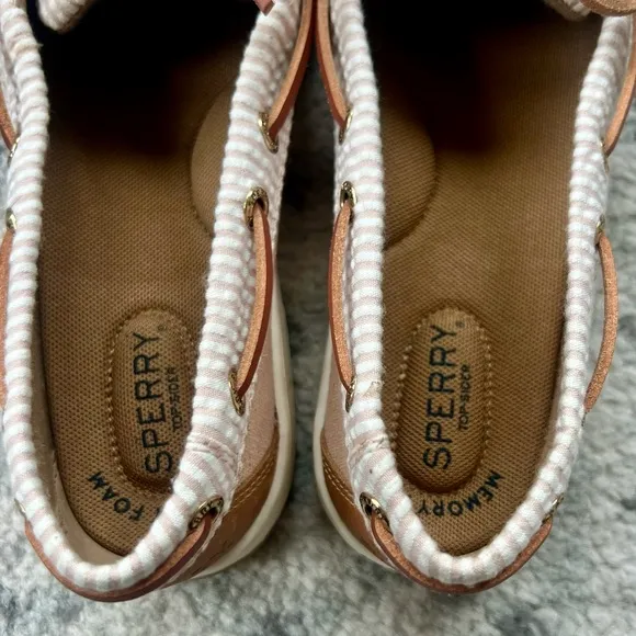 NWOT Sperry Angelfish Boat Shoe Seersucker Topsider Rose Pink Slip-On Shoes