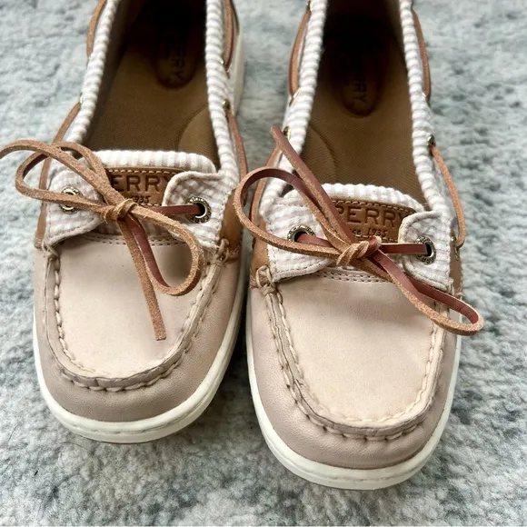 NWOT Sperry Angelfish Boat Shoe Seersucker Topsider Rose Pink Slip-On Shoes