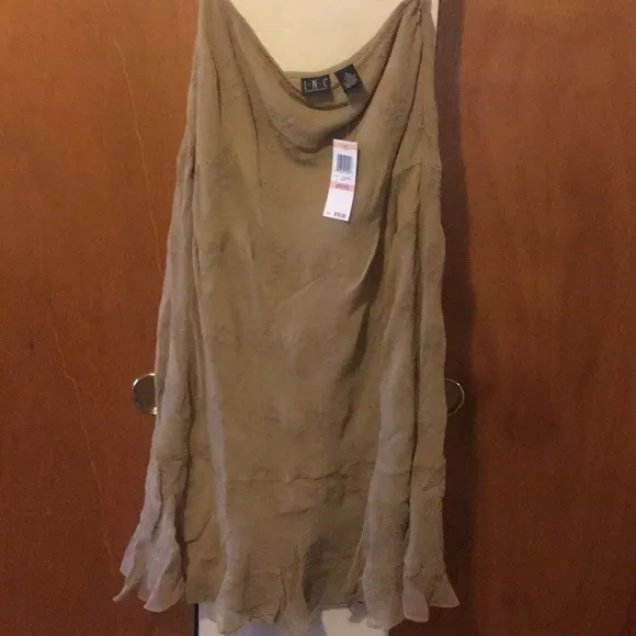 NWT - 100% Silk Beige Skirt - INC.