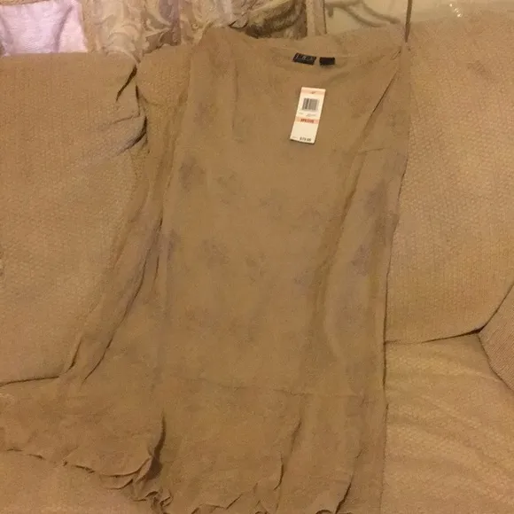 NWT - 100% Silk Beige Skirt - INC.