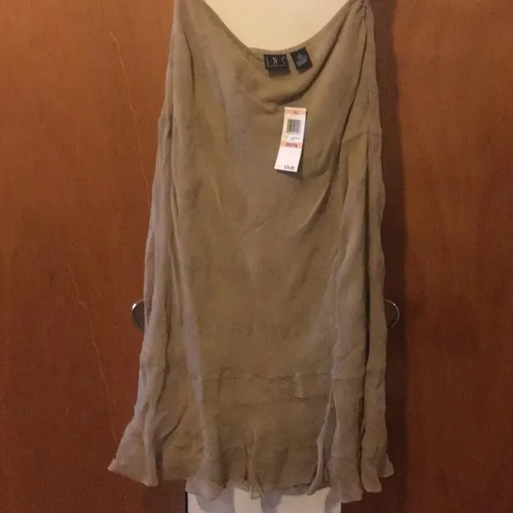 NWT - 100% Silk Beige Skirt - INC.