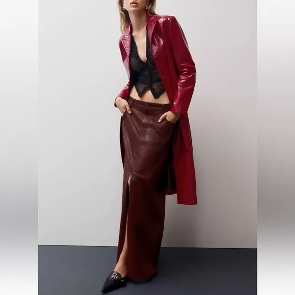 NWT Anthropologie Brown Brick Madi Denim Maxi Skirt