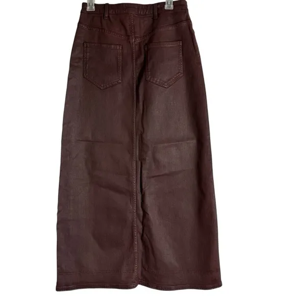 NWT Anthropologie Brown Brick Madi Denim Maxi Skirt