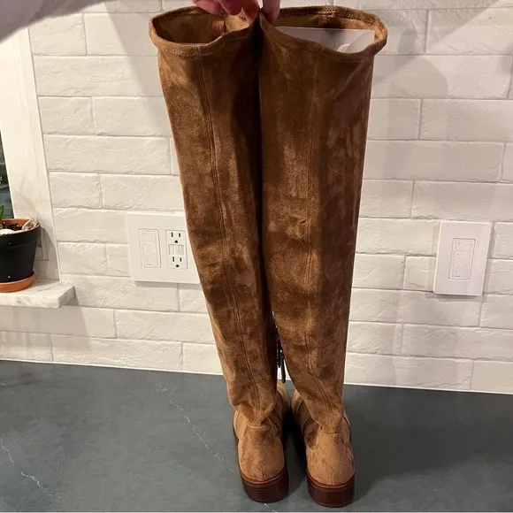NWT Antonio Melani sz 6 Aleenna brown microsuede OTK boots