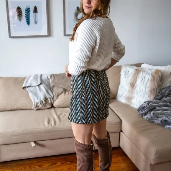 NWT Chevron tweed mini skirt