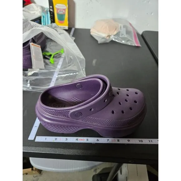NWT Crocs Purple Stomp Clog Mens 5 Womens 7 Comfort Sandals Summer Chunky Goth