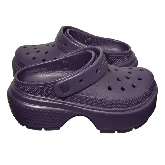 NWT Crocs Purple Stomp Clog Mens 5 Womens 7 Comfort Sandals Summer Chunky Goth