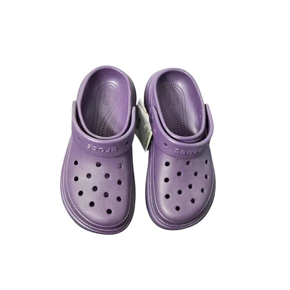 NWT Crocs Purple Stomp Clog Mens 5 Womens 7 Comfort Sandals Summer Chunky Goth