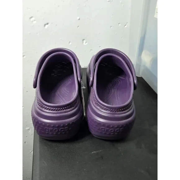 NWT Crocs Purple Stomp Clog Mens 5 Womens 7 Comfort Sandals Summer Chunky Goth