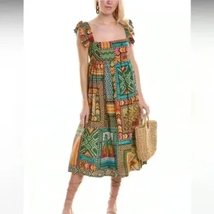NWT Farm Rio Banana Scarves Midi Dress S