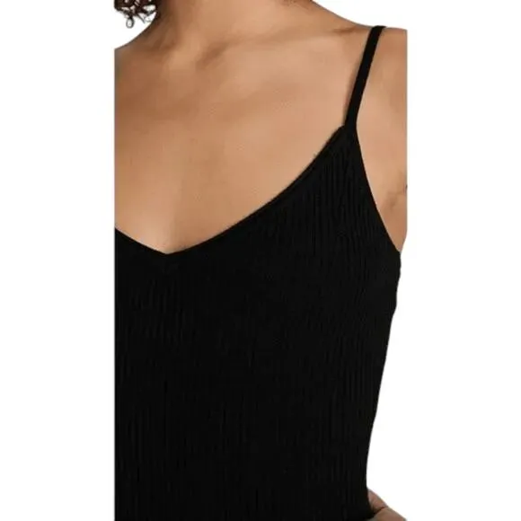 NWT - Good American Rib Midi Tank Dress in Black Size: 4(XL)