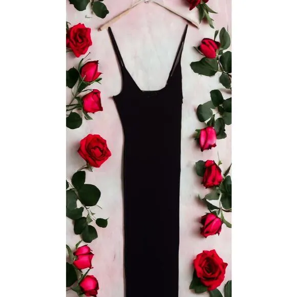 NWT - Good American Rib Midi Tank Dress in Black Size: 4(XL)