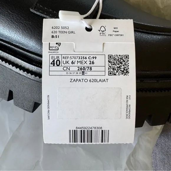 NWT Mango Women's Black Platform Loafers size 40