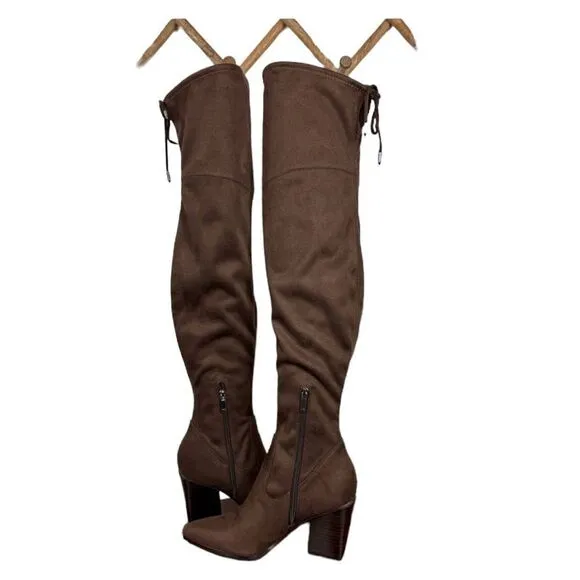 NWT MARC FISHER OKUN TALL HERLED BOOTS IN COLOR DARK BROWN WOMENS SIZE 7.5