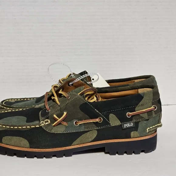 NWT Polo Ralph Lauren Shoes Men's 9  Camo Deck Polo Country Suede Leather