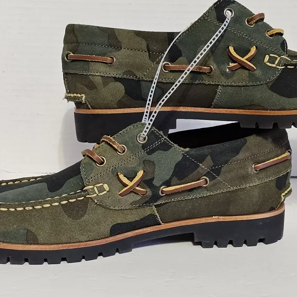 NWT Polo Ralph Lauren Shoes Men's 9  Camo Deck Polo Country Suede Leather