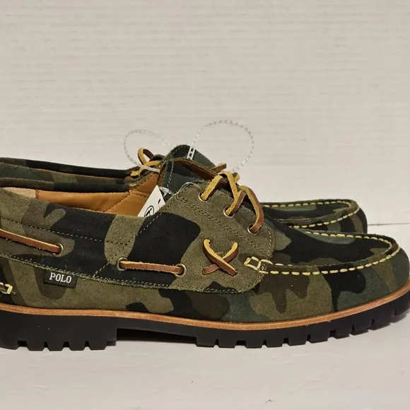 NWT Polo Ralph Lauren Shoes Men's 9  Camo Deck Polo Country Suede Leather