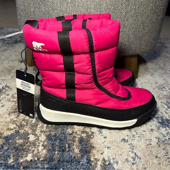 NWT Sorel Cactus Pink &amp; Black Whitney II Puffy Waterproof Winter Boots Size 10