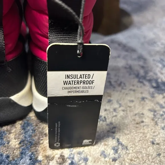 NWT Sorel Cactus Pink &amp; Black Whitney II Puffy Waterproof Winter Boots Size 10