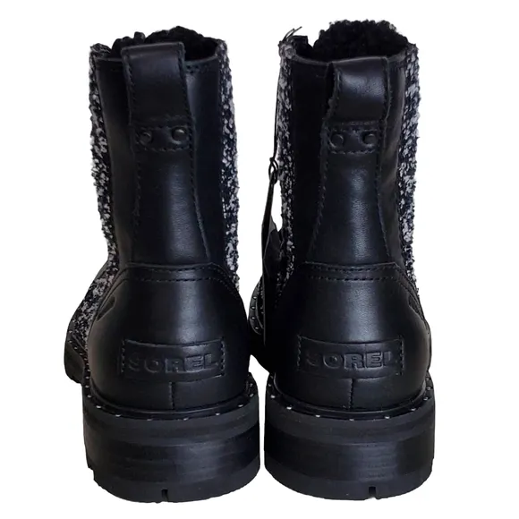 NWT Sorel lennox 5.5 lace up waterproof leather ankle combat boots black winter