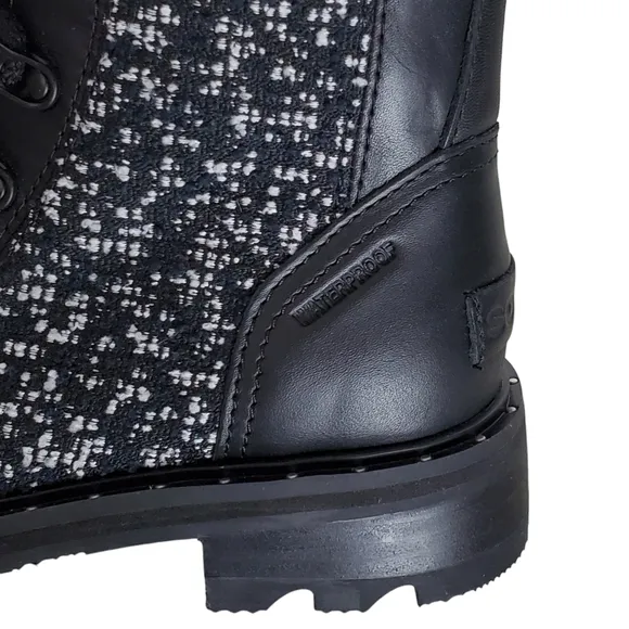 NWT Sorel lennox 5.5 lace up waterproof leather ankle combat boots black winter
