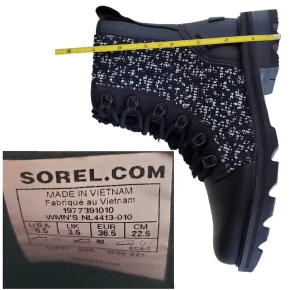 NWT Sorel lennox 5.5 lace up waterproof leather ankle combat boots black winter
