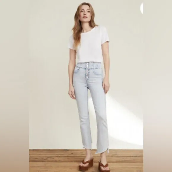 NWT Veronica Beard Katherine Corset-Waist Extra High Rise Jeans Size 31
