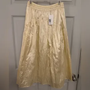 NWT Vince High Waisted Gold Tea Length Skirt Size 8