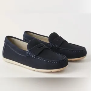 NWT Zara kids boys toddler navy suede loafer shoes