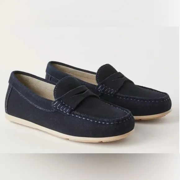 NWT Zara kids boys toddler navy suede loafer shoes