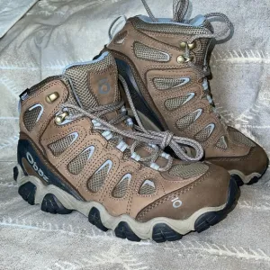 Oboz Sawtooth Il Mid Rise Hiking Boots Brown &amp; Blue Women BDry Waterproof Sz 7.5