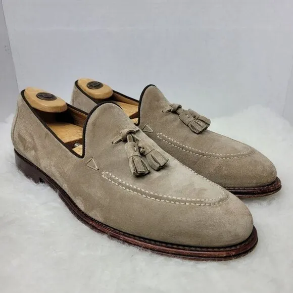 O'Keeffe Ian Gray Suede Loafer Tassels Mens Shoes Size 8.5