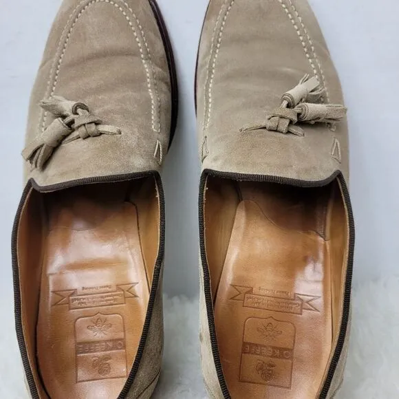 O'Keeffe Ian Gray Suede Loafer Tassels Mens Shoes Size 8.5