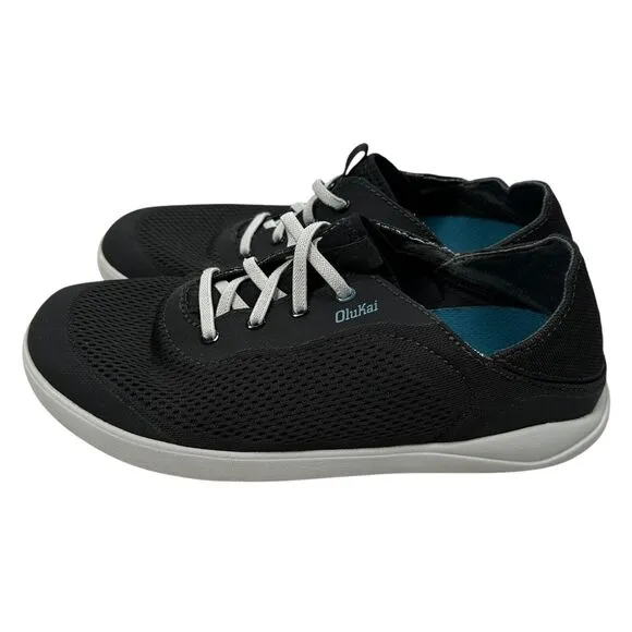 Olukai Moku Pae Men’s Boat Shoes Men’s US 9 Black Quick-Drying Lace Up Sneakers