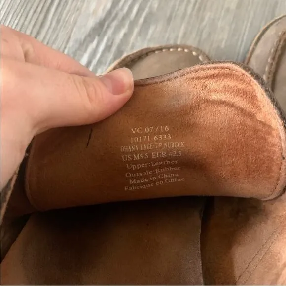 Olukai Ohana Brown Lace Up Nubuck Leather Shoes Mens Size 9.5