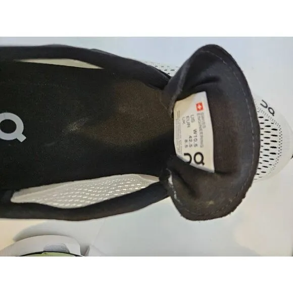 On Running On Cloud white, black and green running shoes. Size 10.5.