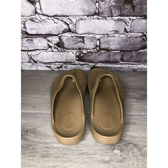 Oofos Oolala Camel Nude Rubber Thong Lightweight Sandals Women Sz 40EU/9M US