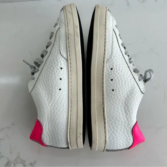 P448 Women's Shoes John Peakary White Silver Lace Up Sneakers 37 EU / 7 US