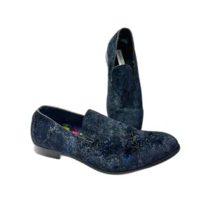Paisley and Gray Men's Velvet Loafers size 11.5 blue design party dress shoes