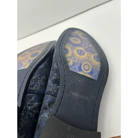 Paisley and Gray Men's Velvet Loafers size 11.5 blue design party dress shoes