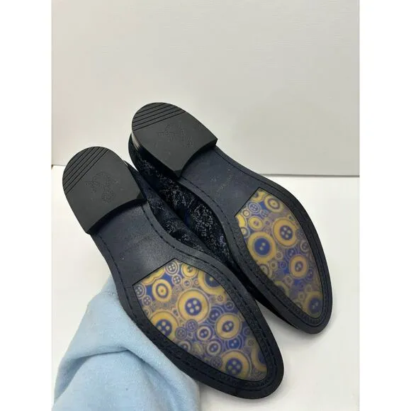 Paisley and Gray Men's Velvet Loafers size 11.5 blue design party dress shoes