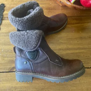 Pajar Canada Pia Winter Boots Brown Leather Fleece Lined Size 39