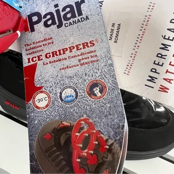PAJAR New Winter Camouflage black SNOW Boots Faux Fur Ice Picks WATERPROOF 7 7.5