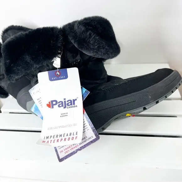 PAJAR New Winter Camouflage black SNOW Boots Faux Fur Ice Picks WATERPROOF 7 7.5