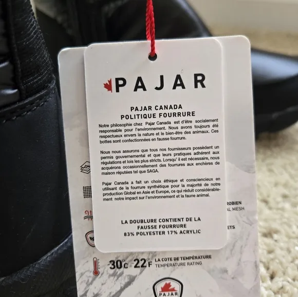 Pajar waterproof winter boots black side zip womens 7