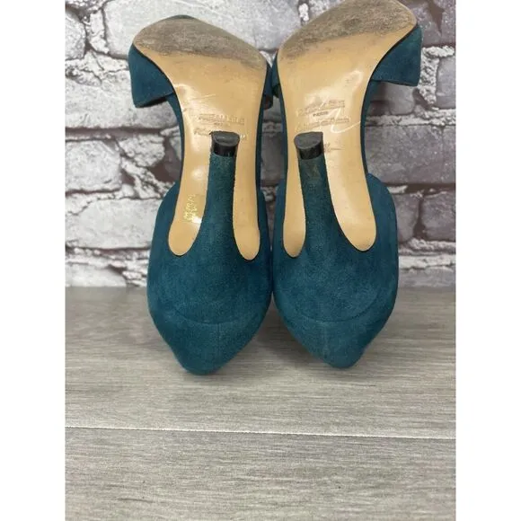 Parallele Blue Suede Leather Pointed Toe Stilettos Heels Women’s Sz 7.5M US/38EU