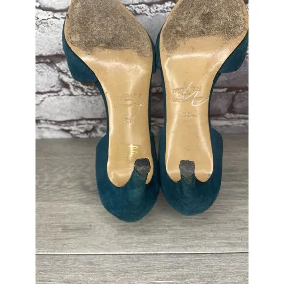 Parallele Blue Suede Leather Pointed Toe Stilettos Heels Women’s Sz 7.5M US/38EU