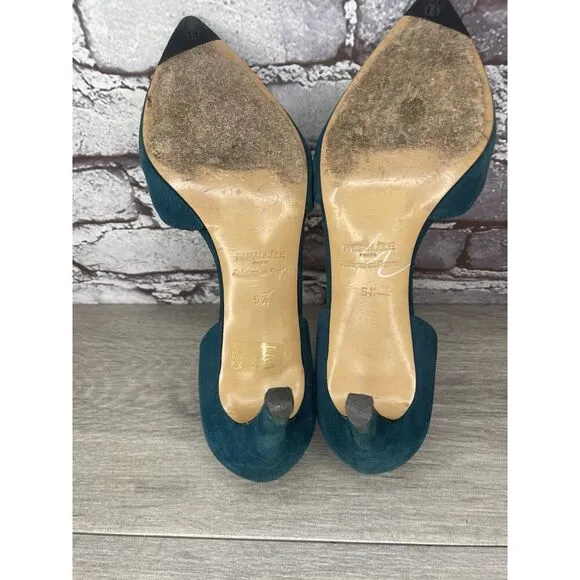 Parallele Blue Suede Leather Pointed Toe Stilettos Heels Women’s Sz 7.5M US/38EU