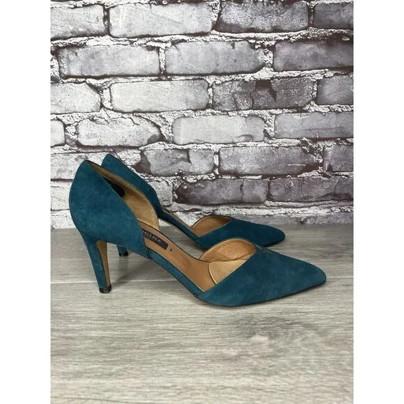 Parallele Blue Suede Leather Pointed Toe Stilettos Heels Women’s Sz 7.5M US/38EU